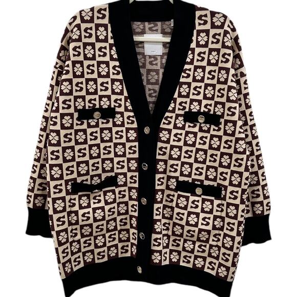 Sandro Glorius Monogram Check Cardigan - Picture 5 of 11